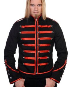 Black Banned Military Drummer Parade Jacket Goth Punk Adam Ant Style