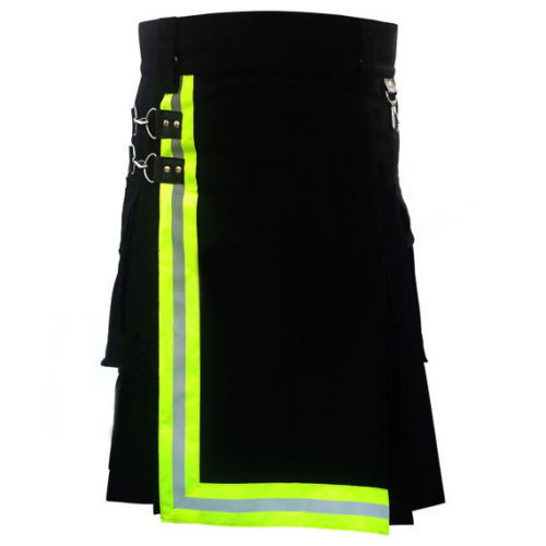 Black Firefighter Kilt with High Visible Reflector