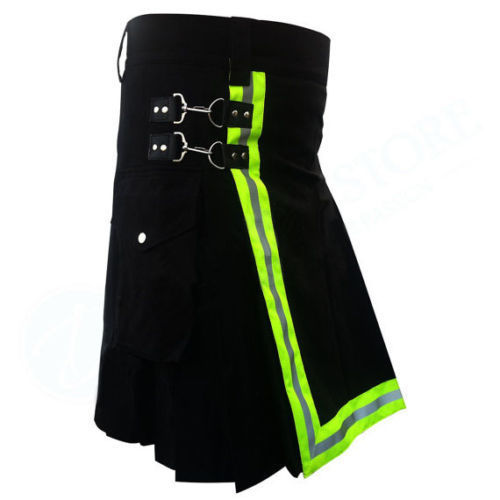 Black Firefighter Kilt with High Visible Reflector