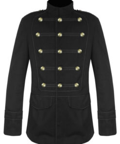 Black Military Jacket Goth Steampunk Vintage Pea Coat