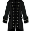 Black Velvet Trim Steampunk Vampire Goth Jacket Pirate Coat
