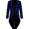 Blue Velvet Goth Steampunk Victorian Tail Coat Jacket (4)