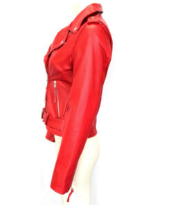 Biker Red Leather Jacket for Women