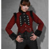 RQBL Womens Military Coat Jacket Red Black Tailcoat Gothic VTG Steampunk
