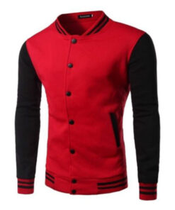 Red Black Baseball Varsity Style Letterman University College Jacket
