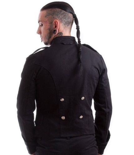Stylish Handmade Black Military Jacket Goth Punk Style