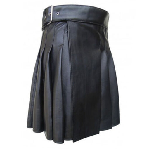 Cowhide Black Leather Kilt for Leather Man