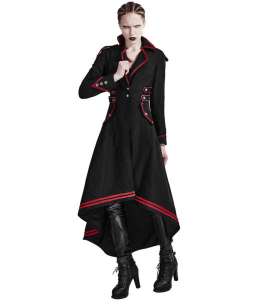 Punk Rave Womens Steampunk Military Coat Jacket Long Black Red Gothic Uniform