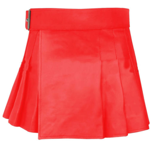 Short Mini Red Leather Kilt BKLN002