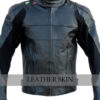 Bike Racing Black Leather Jacket with Free CE Armors Leather Gear Jacket