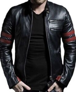 Men Retro Hybrid Mayhem Brad Pitt Black Genuine Leather Jacket (1)