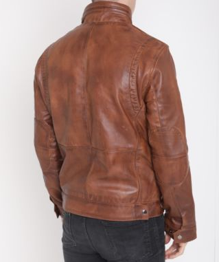 Mens Brown Leather Jacket Biker Style Slim Fit Fashion Jacket