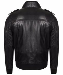 Men vintage leather jacket with Double Pockets real Leather slim bomber jacket