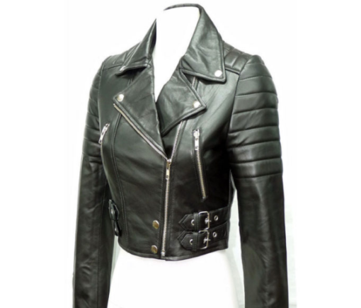 Cropped Biker Leather Jacket for Women | Custom Made Jacket